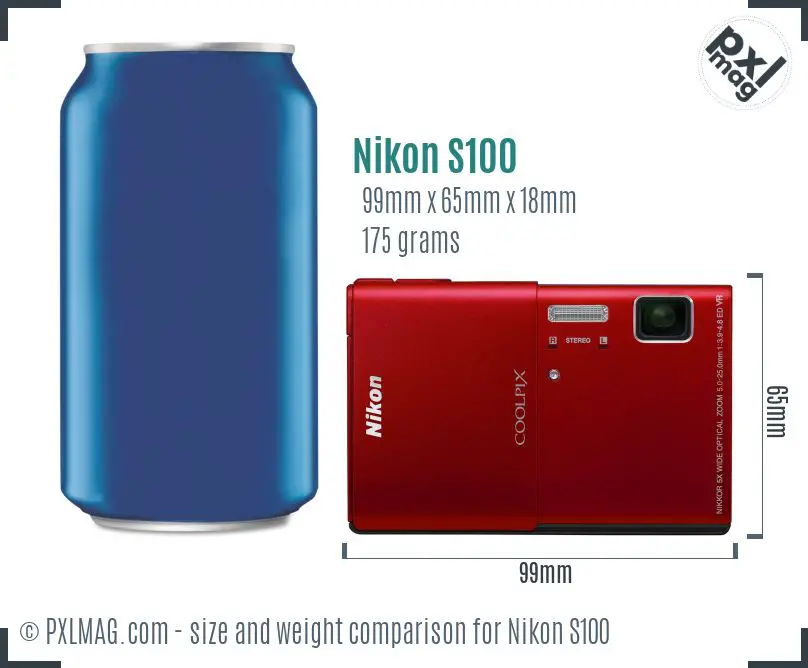 Nikon Coolpix S100 dimensions scale