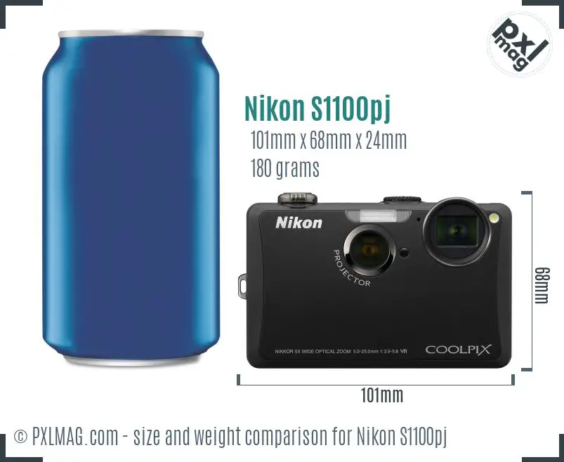 Nikon Coolpix S1100pj dimensions scale
