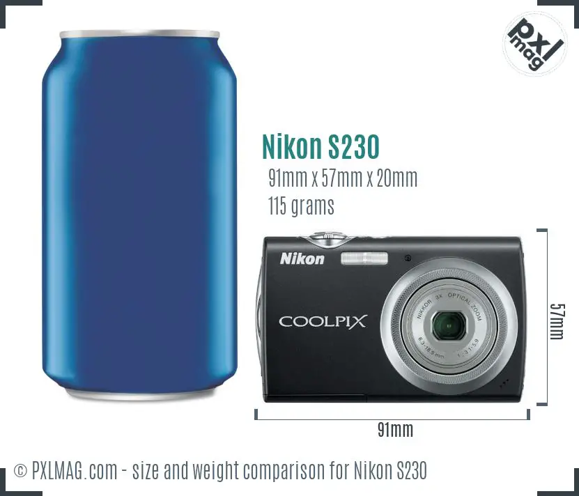 Nikon Coolpix S230 dimensions scale