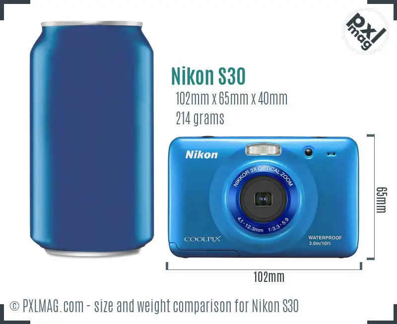 Nikon Coolpix S30 dimensions scale