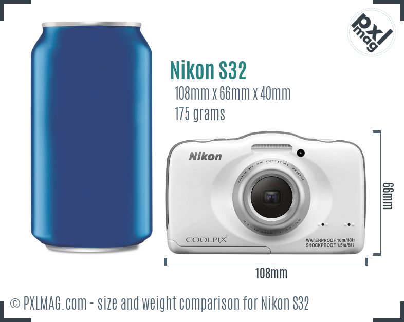 Nikon Coolpix S32 dimensions scale