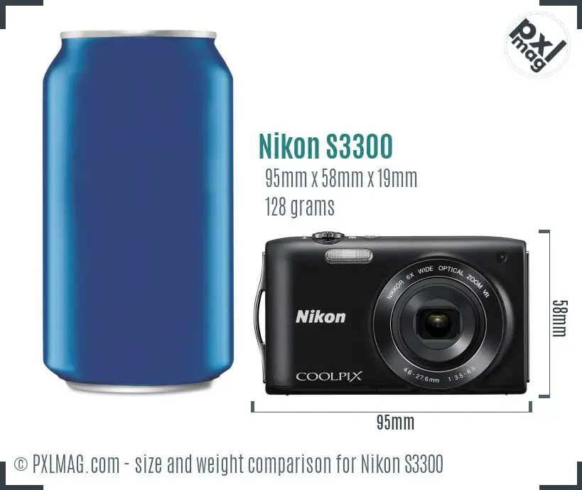Nikon Coolpix S3300 dimensions scale