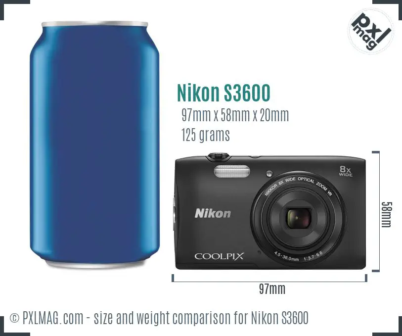 Nikon Coolpix S3600 dimensions scale