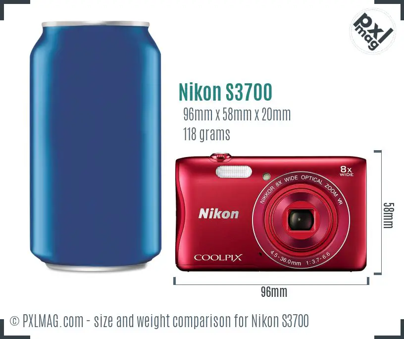 Nikon Coolpix S3700 dimensions scale