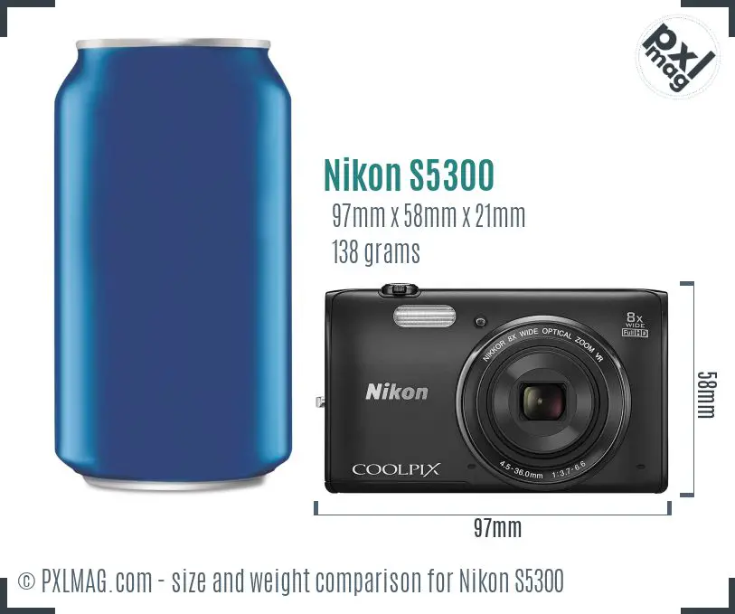 Nikon Coolpix S5300 dimensions scale