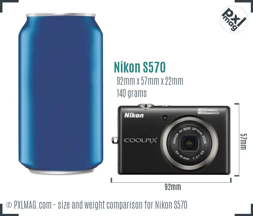 Nikon Coolpix S570 dimensions scale