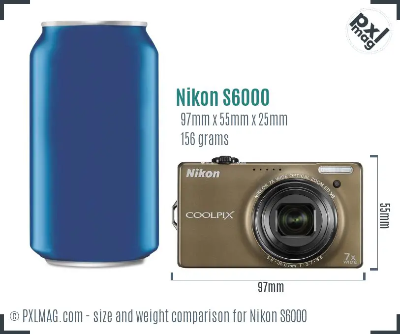 Nikon Coolpix S6000 dimensions scale