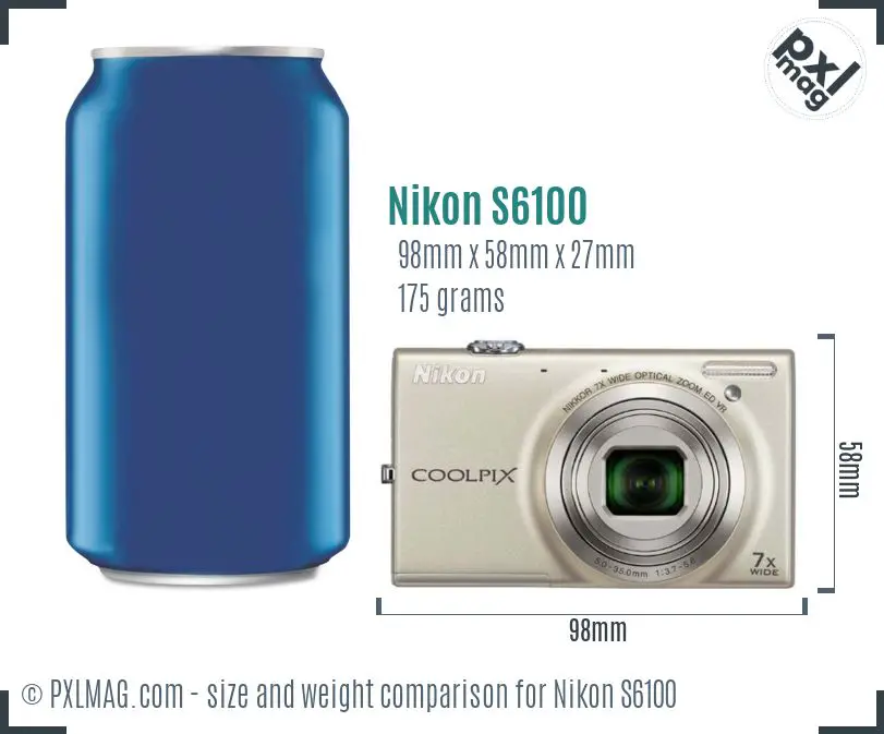 Nikon Coolpix S6100 dimensions scale