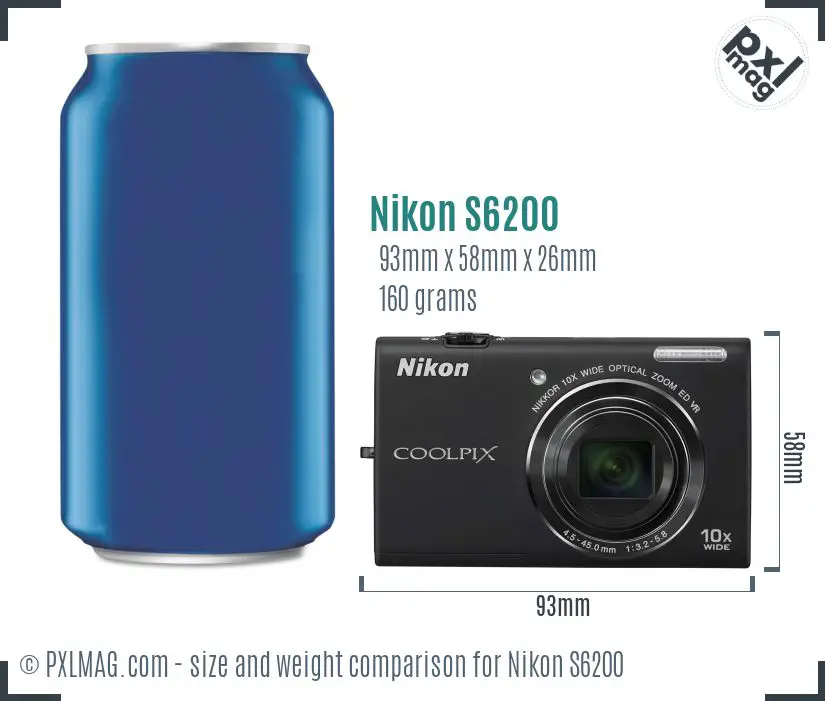 Nikon Coolpix S6200 dimensions scale