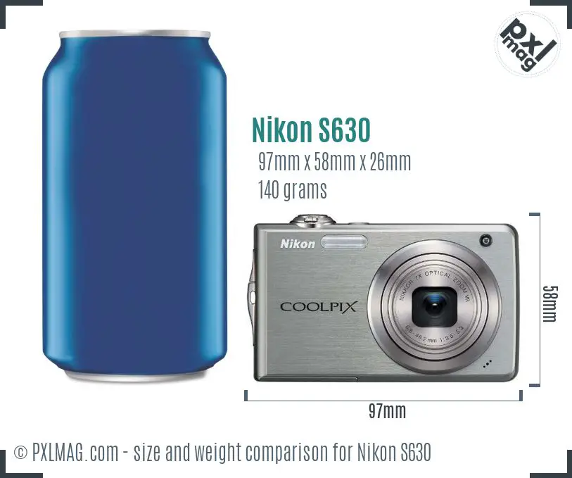 Nikon Coolpix S630 dimensions scale