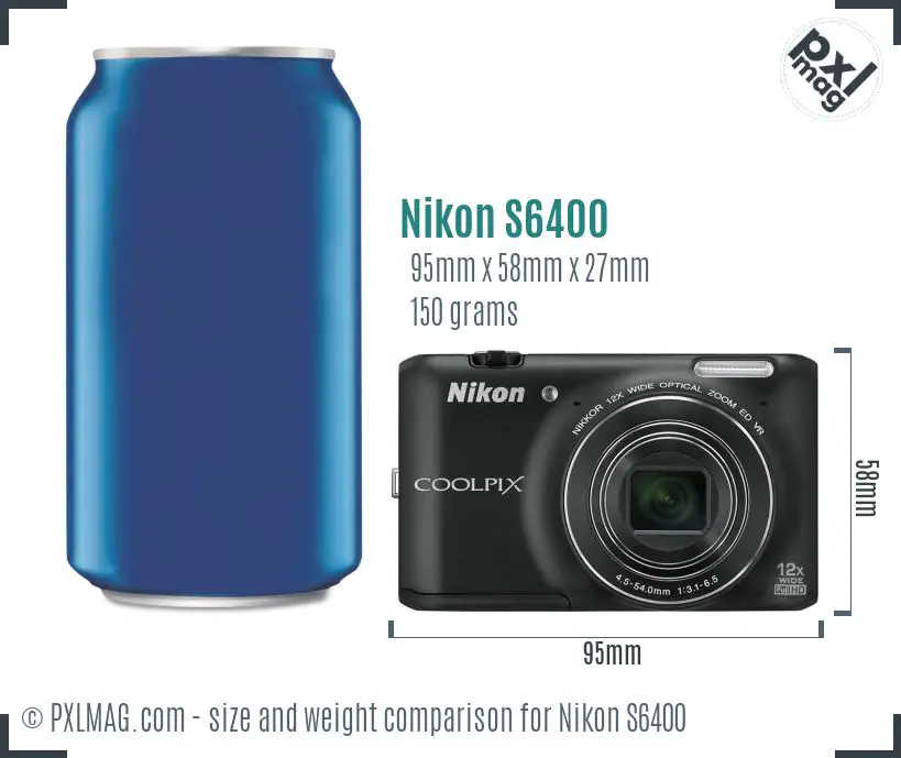 Nikon Coolpix S6400 dimensions scale