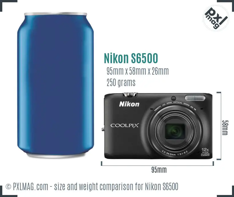 Nikon Coolpix S6500 dimensions scale