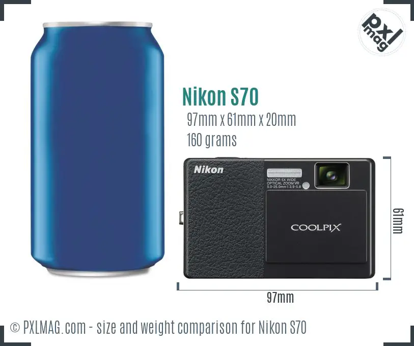 Nikon Coolpix S70 dimensions scale