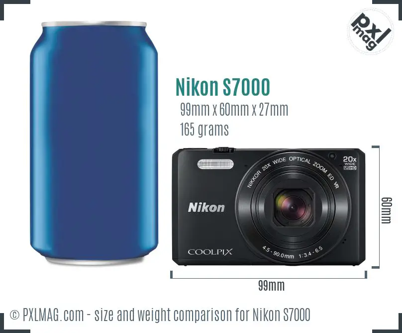 Nikon Coolpix S7000 dimensions scale