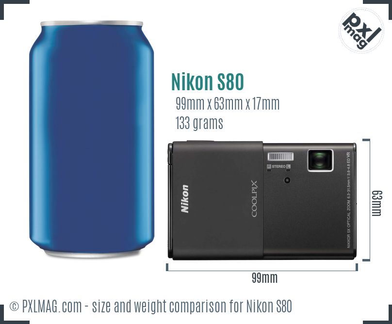 Nikon Coolpix S80 dimensions scale