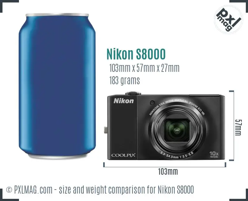 Nikon Coolpix S8000 dimensions scale
