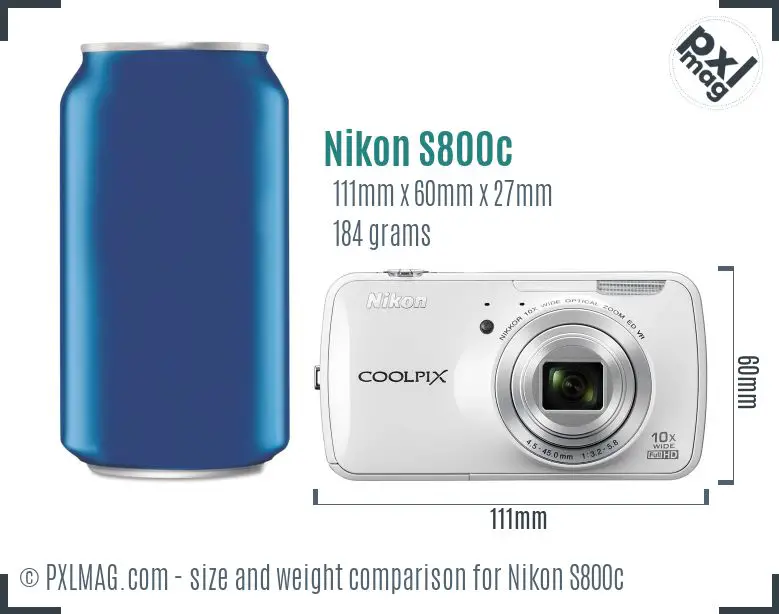 Nikon Coolpix S800c dimensions scale