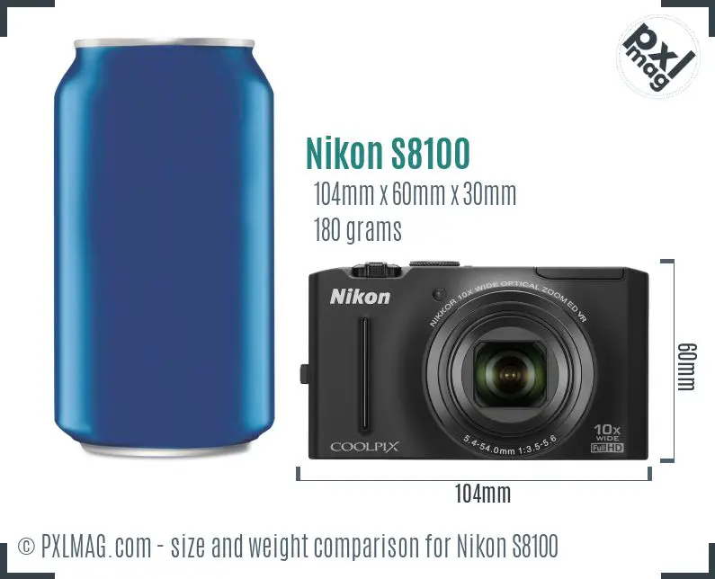 Nikon Coolpix S8100 dimensions scale