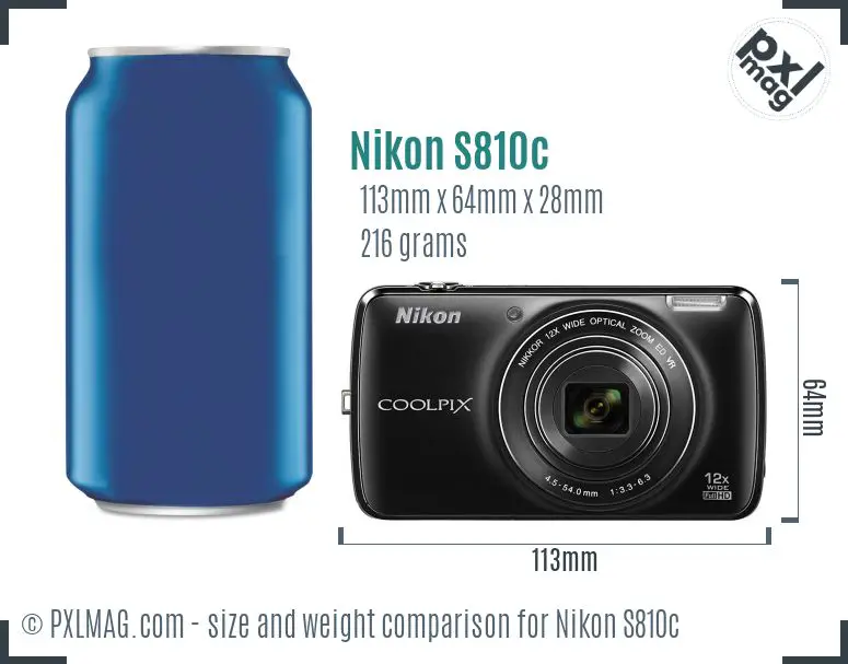 Nikon Coolpix S810c dimensions scale