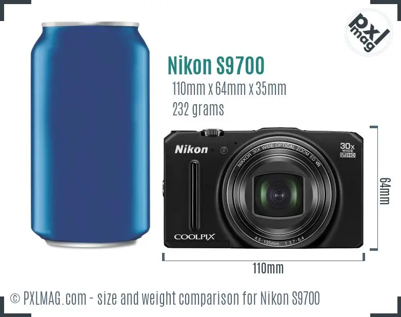 Nikon Coolpix S9700 dimensions scale