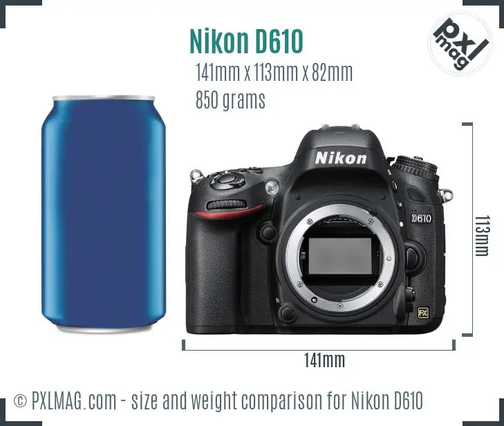 Nikon D610 dimensions scale