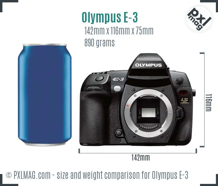 Olympus E-3 dimensions scale