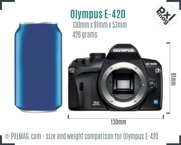 Olympus E-420 dimensions scale