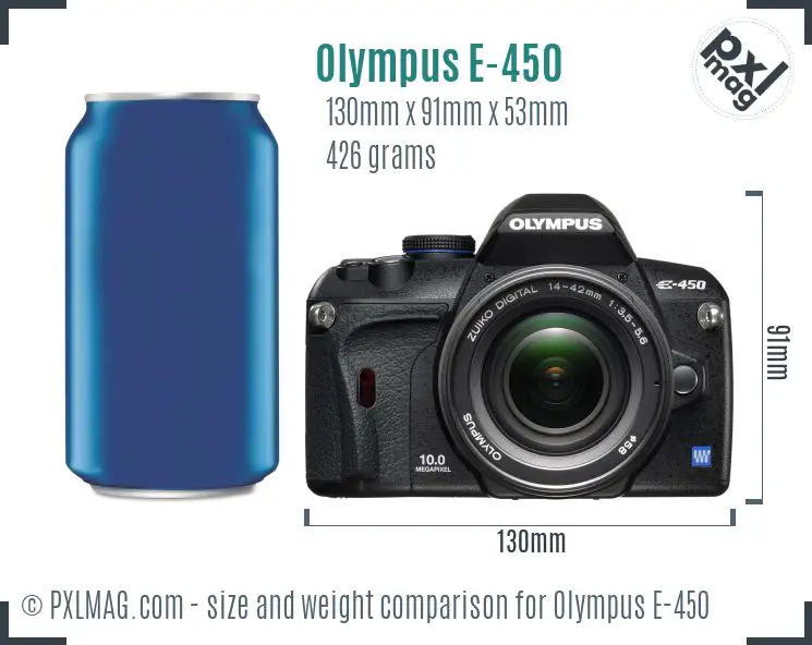 Olympus E-450 dimensions scale