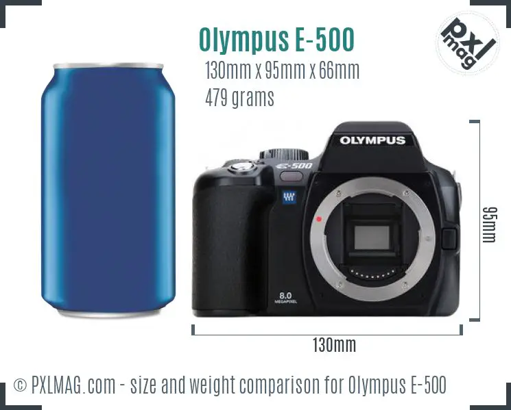 Olympus E-500 dimensions scale