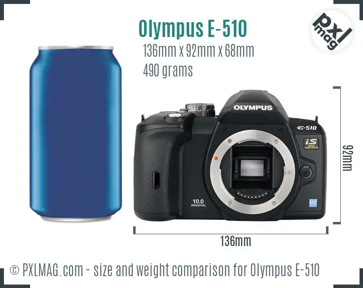 Olympus E-510 dimensions scale