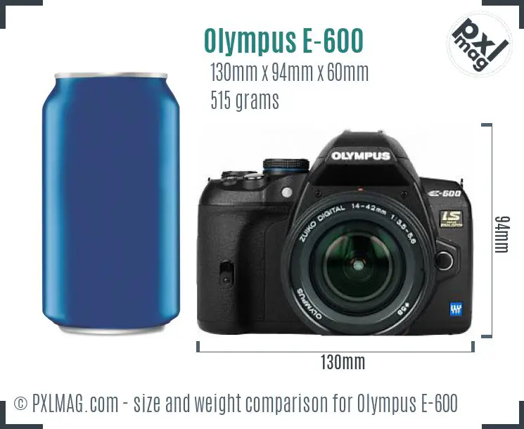 Olympus E-600 dimensions scale