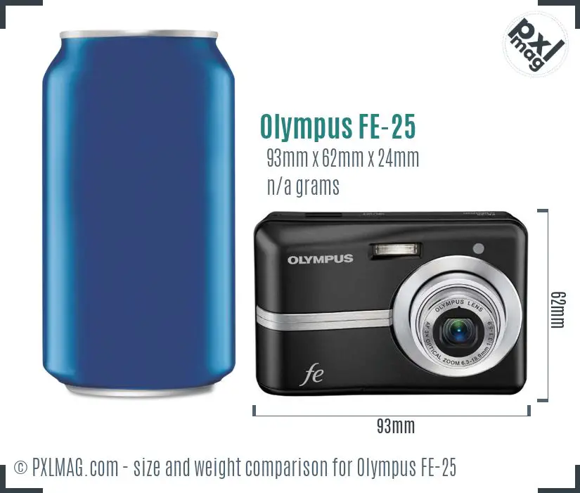 Olympus FE-25 dimensions scale