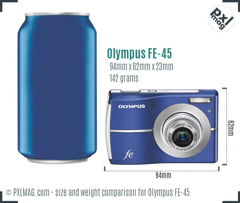 Olympus FE-45 dimensions scale