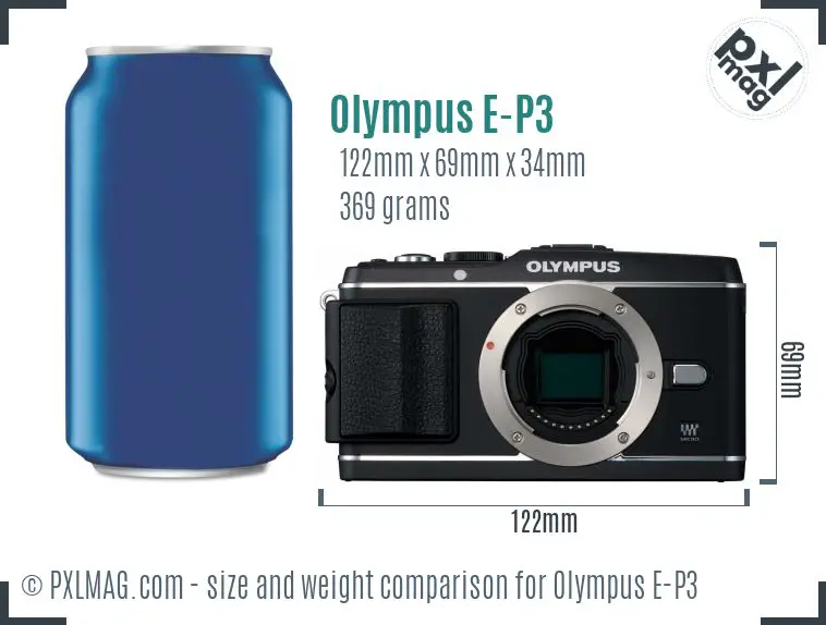 Olympus PEN E-P3 dimensions scale