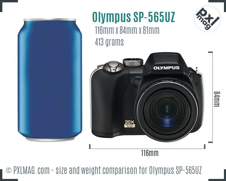 Olympus SP-565UZ dimensions scale