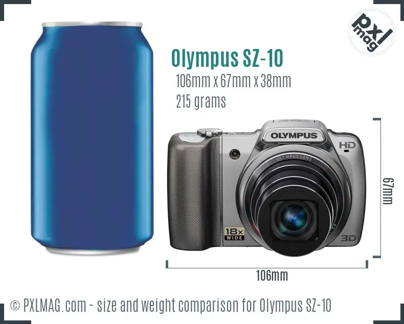 Olympus SZ-10 dimensions scale