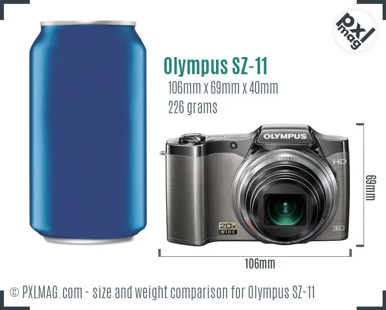 Olympus SZ-11 dimensions scale