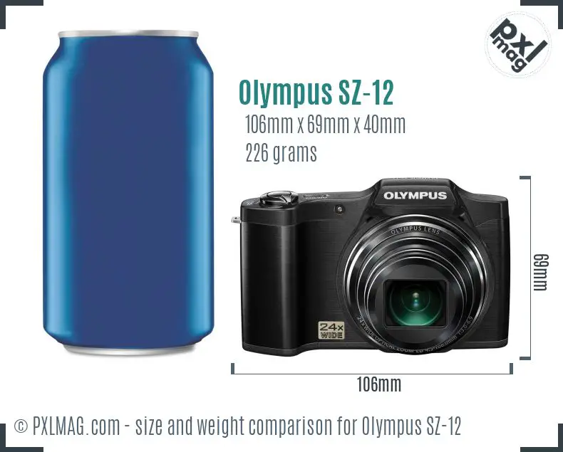 Olympus SZ-12 dimensions scale