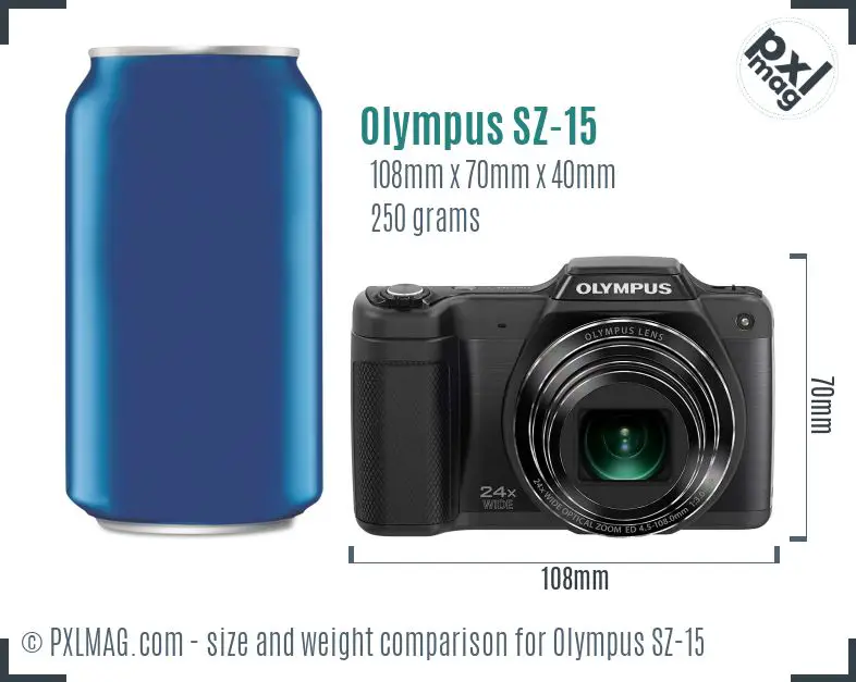 Olympus SZ-15 dimensions scale