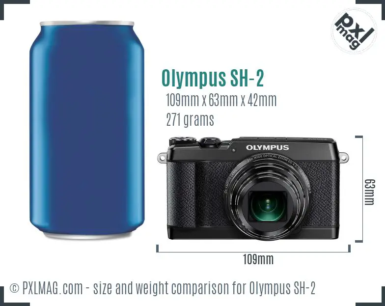 Olympus Stylus SH-2 dimensions scale