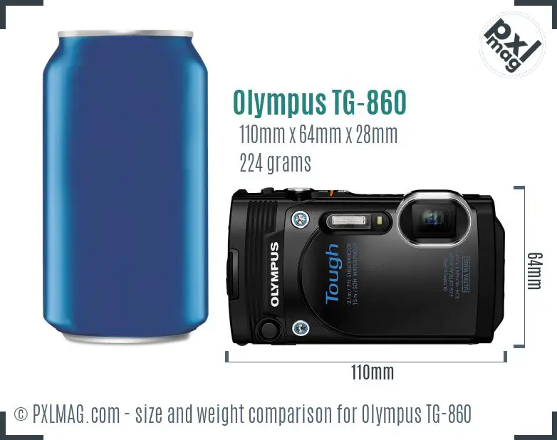Olympus Stylus Tough TG-860 dimensions scale