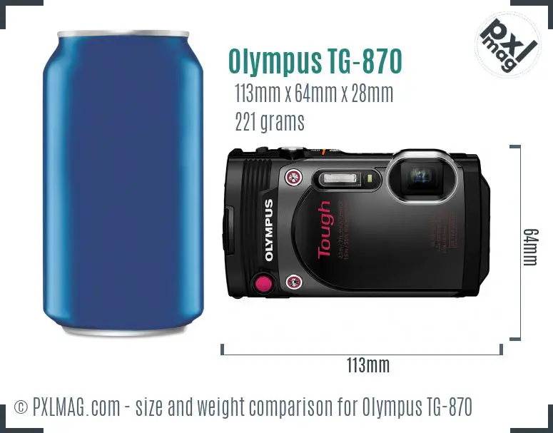 Olympus Stylus Tough TG-870 dimensions scale