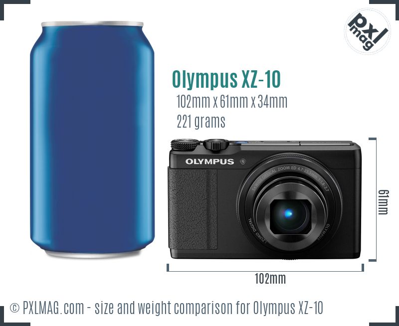 Olympus Stylus XZ-10 dimensions scale
