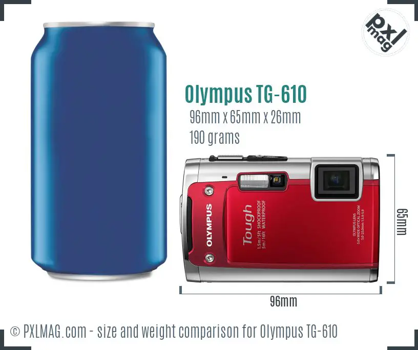 Olympus TG-610 dimensions scale