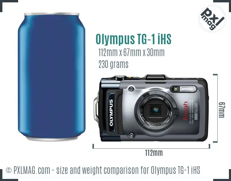 Olympus Tough TG-1 iHS dimensions scale