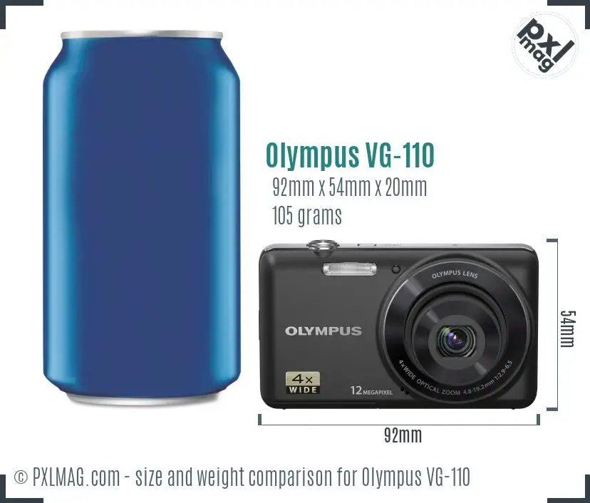 Olympus VG-110 dimensions scale
