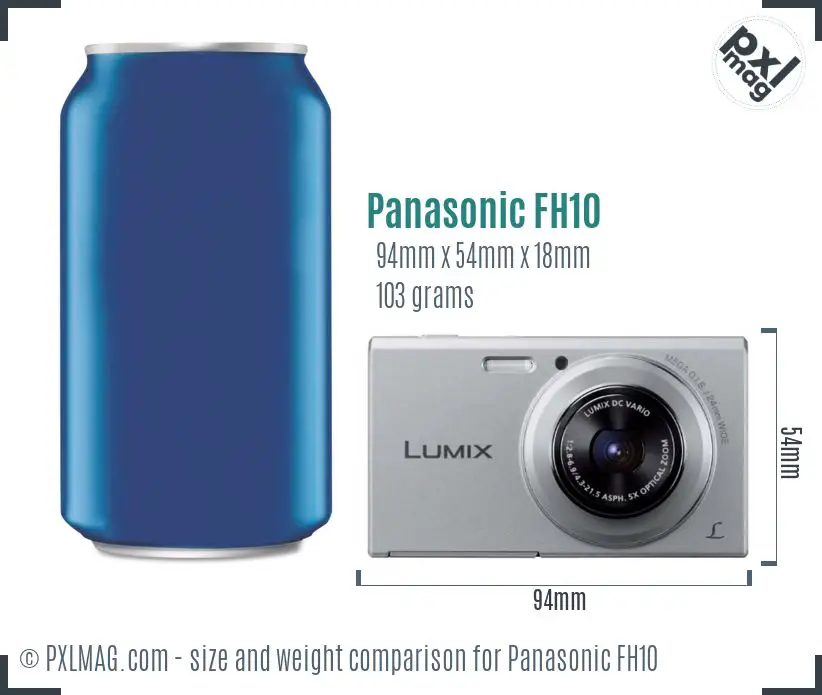 Panasonic Lumix DMC-FH10 dimensions scale
