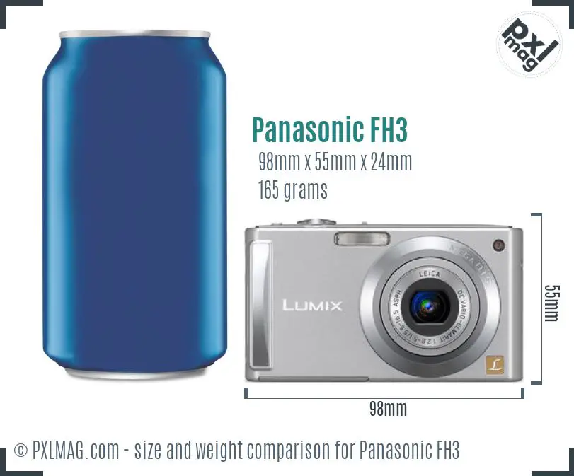 Panasonic Lumix DMC-FH3 dimensions scale