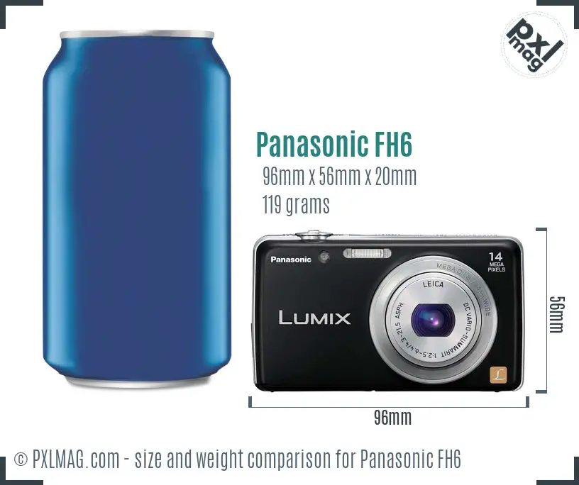 Panasonic Lumix DMC-FH6 dimensions scale