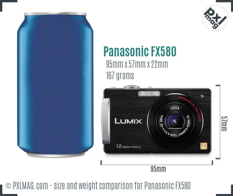 Panasonic Lumix DMC-FX580 dimensions scale
